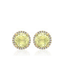 Grace Lemon Quartz Stud Earrings with Diamonds