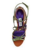 Lolita Floral Strappy 100mm Sandal, Canyon/Mix