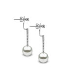 South Sea Pearl & Diamond Drop Earrings in 18K White Gold