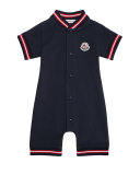 Stretch Pique Polo Shortall, Navy, Size 3-18 Months