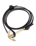 Anchor Leather Bracelet, Black 