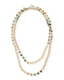 Amazonite & Striped Turquoise Agate Crocheted Necklace, 55"
