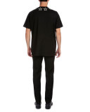 Colombian Star-Collar Short-Sleeve T-Shirt, Black