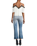 Tasha High-Waist Cropped Jeans with Released Hem, Light Blue