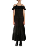 Off-The-Shoulder A-Line Dress, Black