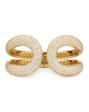 18k Yellow Gold Open Cuff with Pave Diamonds