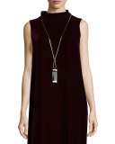 Adjustable Colorblock Pendant Necklace, Raffia/Black
