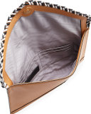 Chase Leo Leather Envelope Clutch Bag, Neutral/Multi