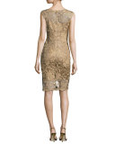 Sleeveless Lace Cocktail Dress, Gold