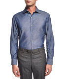 Washed Long-Sleeve Shirt, Blue