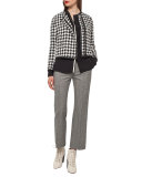 Dolman-Sleeve Cable-Trim Blouse, Black/Moon