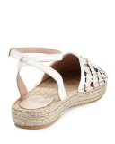 Tina Tweed Embellished Espadrille Sandal, White