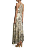 Wish You Were Here Floral Silk Maxi Dress, Multicolor