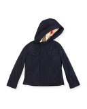Yateson Hooded Tech-Fabric Raincoat, Ink, Size 4-14