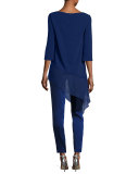 Cady Asymmetric-Hem 3/4-Sleeve Top, Violet
