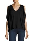 Bella Flutter-Sleeve Top, Black