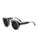 Soda Pop Round Sunglasses, Black/White