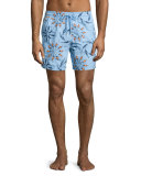 Mistral Swimmers Embroidered Swim Trunks, Light Blue