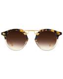 St. Louis Round Two-Tone Sunglasses, Brown Tortoise