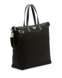 Men's Nylon Zip Tote Bag with Strap, Black