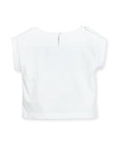 Hats Off Cap-Sleeve Jersey Tee, White, Size 4-14