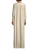Melaney Metallic Paisley Caftan, Champagne