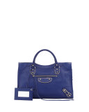 Classic Chevre Grainee City Bag, Blue