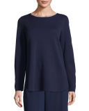 Long-Sleeve Silk/Cotton Interlock Boxy Top