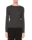 Blouson-Back Cashmere Sweater, Gray