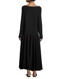 Dona Scoop-Neck Long-Sleeve Tee, Black