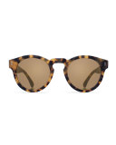 Leonard Round Mirrored Sunglasses, Tortoise/Gold