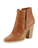 Denver Leather 75mm Bootie, Dark Caramel