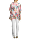 Pink Sky Burnout Caftan-Style Top 