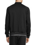 Striped Raglan Track Jacket, Black