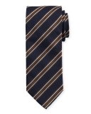 Woven Twill Stripe Silk Tie, Blue