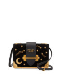 Cahier Astrology Velvet Shoulder Bag, Black (Nero)