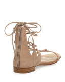 Tie-Up Suede Flat Gladiator Sandal, Beach