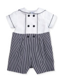 Ottoman Double-Breasted Sailor Shortall Set, Navy Blue/White, Size 3-24 Months