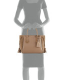 Penelope Small Leather & Suede Tote Bag, Taupe
