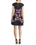 Girly Lost Gardens Floral-Print Fit & Flare Dress, Black