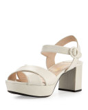 Crisscross Leather Platform Sandal, Talco