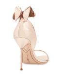 Maya Bow Metallic 115mm Sandal, Rose Gold