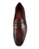 Lizard Leather Penny Loafer, Brown