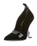 Sculptural Lucite®-Heel Velvet Pump, Black