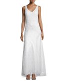 Sleeveless Embellished Mermaid Gown, White