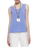 Stretch Silk Jersey Tank, Plum 