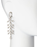 Pearly Crystal Baguette Leaf Drop Earrings