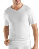 Sea Island Cotton V-Neck Tee, White