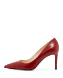 Leather Pointed-Toe 85mm Pump, Red (Cotto)