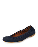 Jane Scalloped Ballerina Flat, Navy